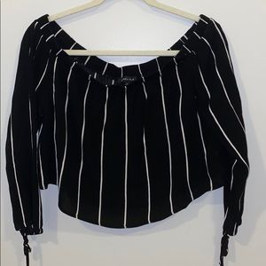 Kendall & Kyle off the shoulder b&w stripe blouse